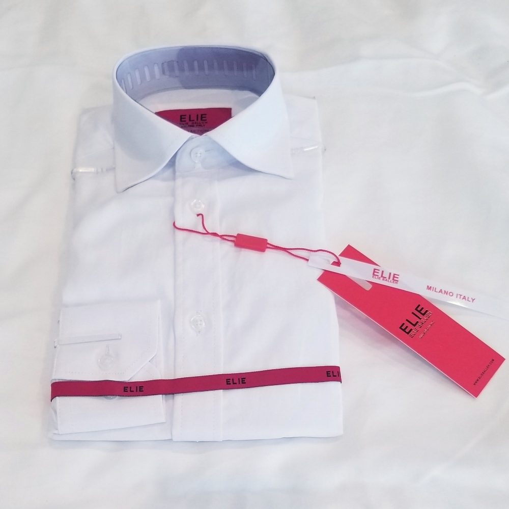 NWT Boys Size 5 ELIE BALLEH White Long Sleeve Shirt